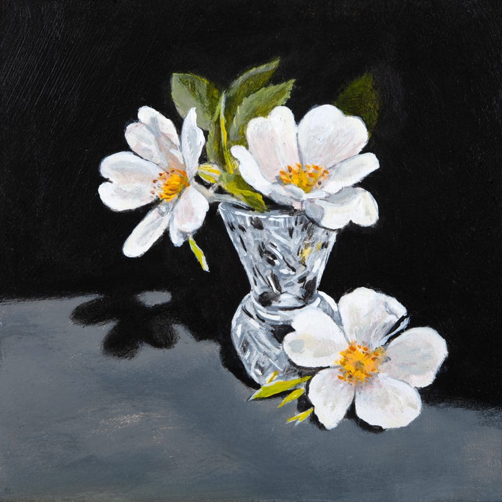 Hugh-Bryden-Three-Roses-Acrylic-30x-30-cm-framed-450