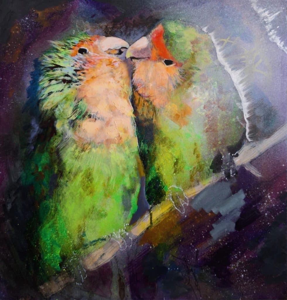 Emerald-Preening-Oil-on-Board-45-x-42cm